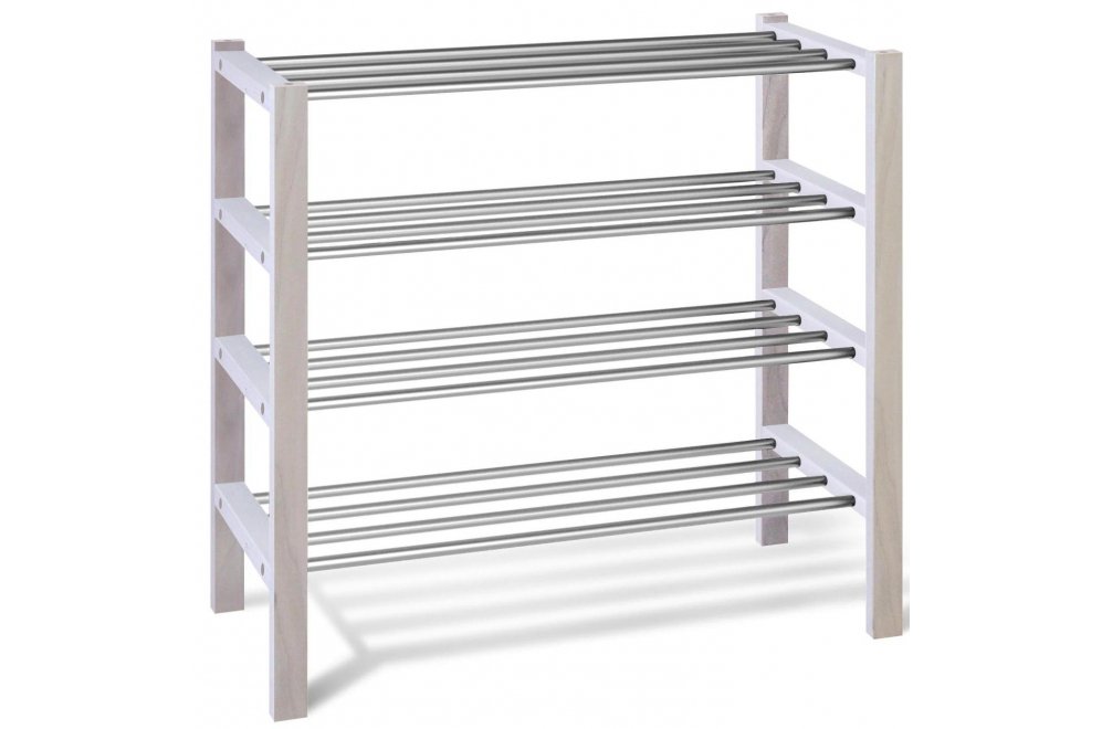 Обувница Альберо SHT-SR9-4 беленая / алюминий металлик