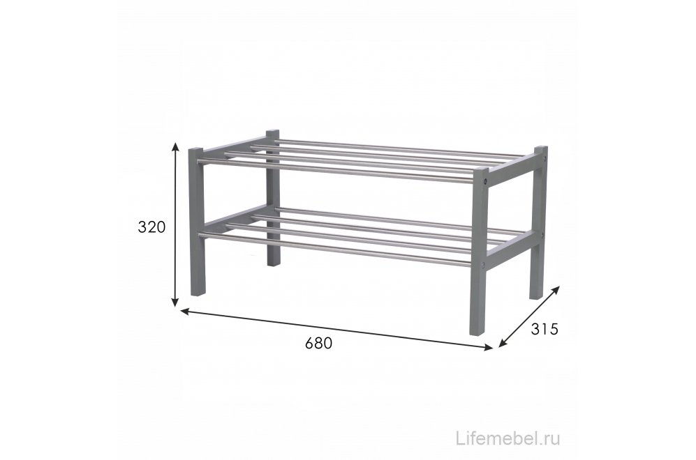 Обувница Атлас двухъярусный серый