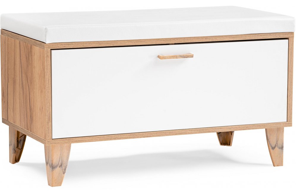 Обувница Эго Об-1 на ножках дуб крафт золотой / белый глянец