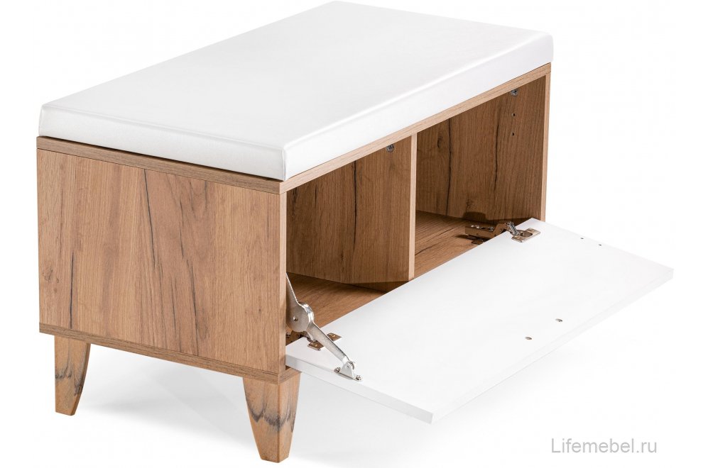 Обувница Эго Об-1 на ножках дуб крафт золотой / белый глянец