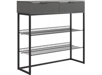 Тумба для обуви Классная 1 белое дерево / белый матовый / золото