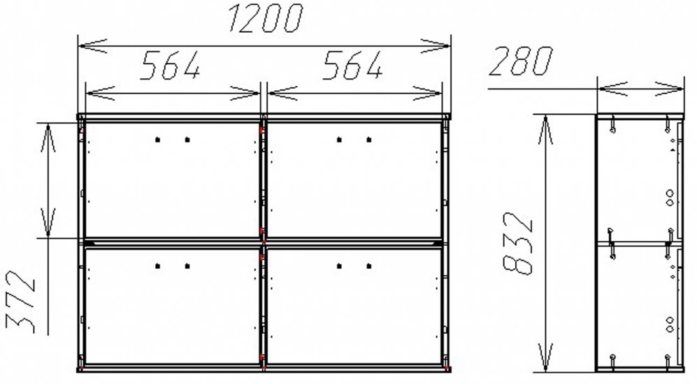 Обувница Мебелеф 16 венге / красный глянец