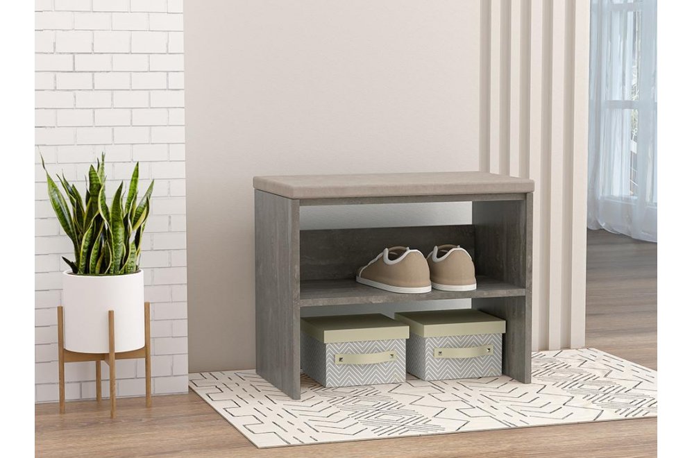 Обувница 600 мягкая камень темный / бежевый