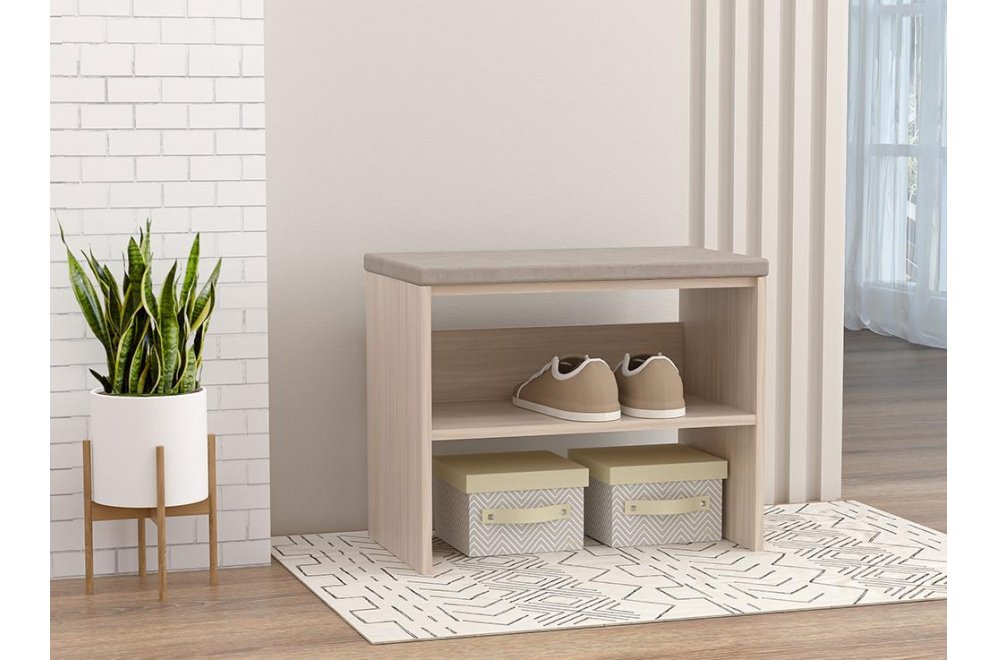 Обувница 600 мягкая ясень светлый / бежевый