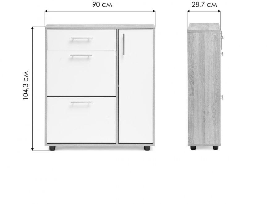Обувница ТП-4 дуб сонома / белый