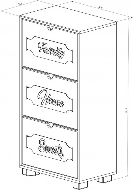 Обувница ДримСтар ДС-23 дуб эвок / дуб сонома темный