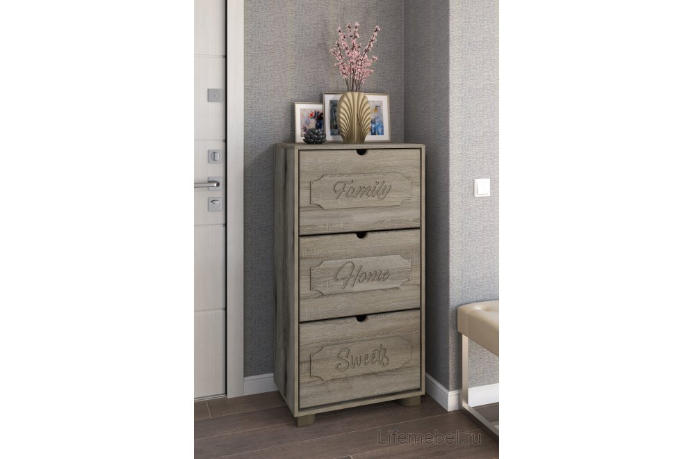 Обувница ДримСтар ДС-23 дуб эвок / дуб сонома темный