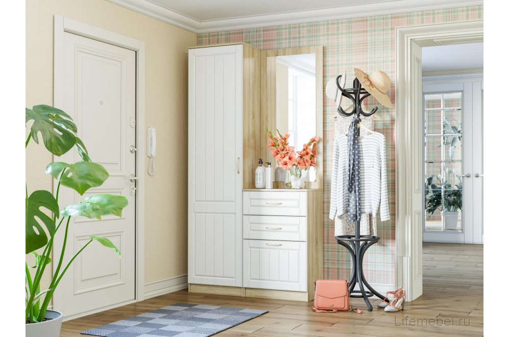 Обувница Оливия НМ 040.45 Ф белое дерево / дуб сонома