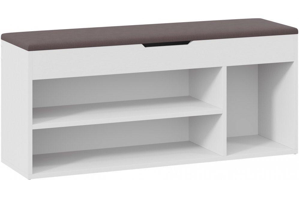 Обувница Тип 12 велюр серый / белый ясень