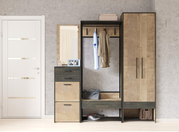 Тумба для обуви Туск дуб гранж песочный / интра