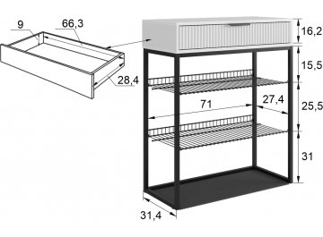Тумба для обуви Вельвет дуб крафт золотой / акация светлая / черный муар