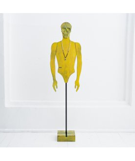 Напольная вешалка Костя с головой череп желтая