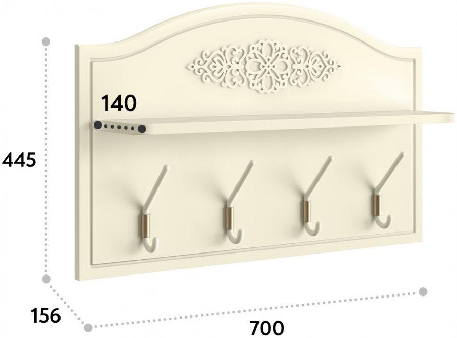 Настенная вешалка Ассоль плюс АС-72 ваниль