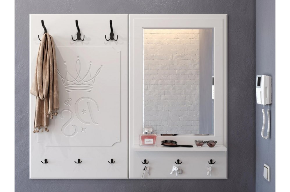 Настенная вешалка ДримСтар-004 белое дерево комплектация 1