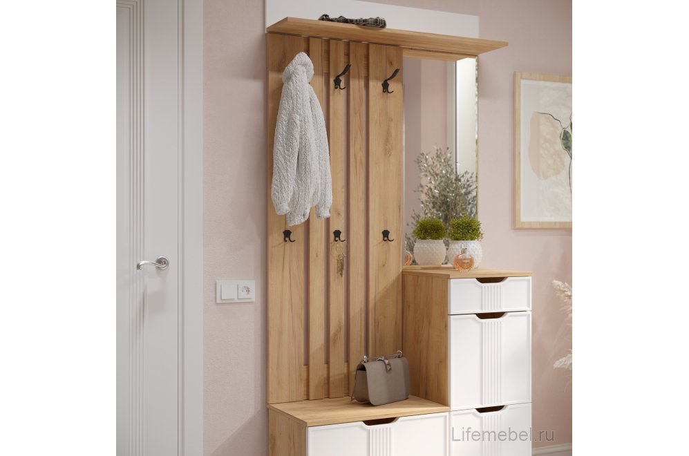 Настенная вешалка Эмилия ЭЛ-7 дуб крафт золотой