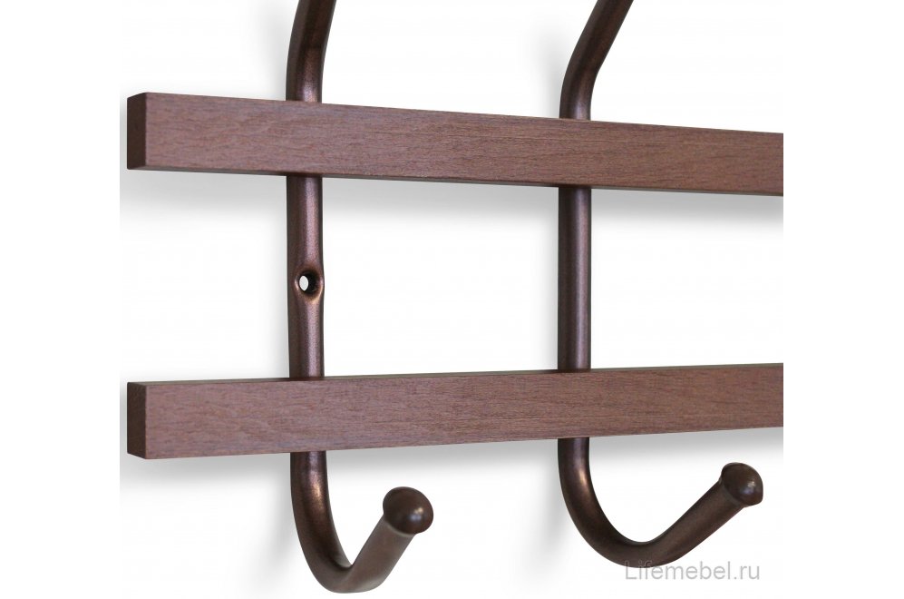 Настенная вешалка SHT-WH11 темный орех / медный металлик