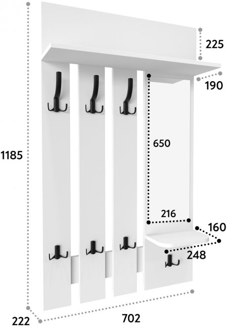 Настенная вешалка ВН-10 белый структурный / меренга