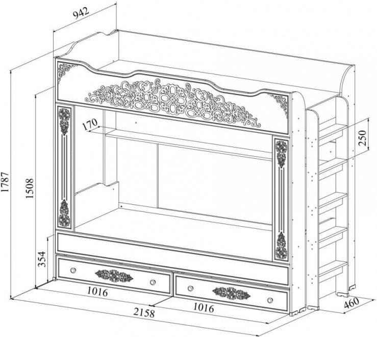 Двухъярусная кровать Ассоль АС-25 белое дерево
