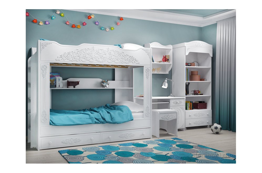 Двухъярусная кровать Ассоль АС-25 белое дерево
