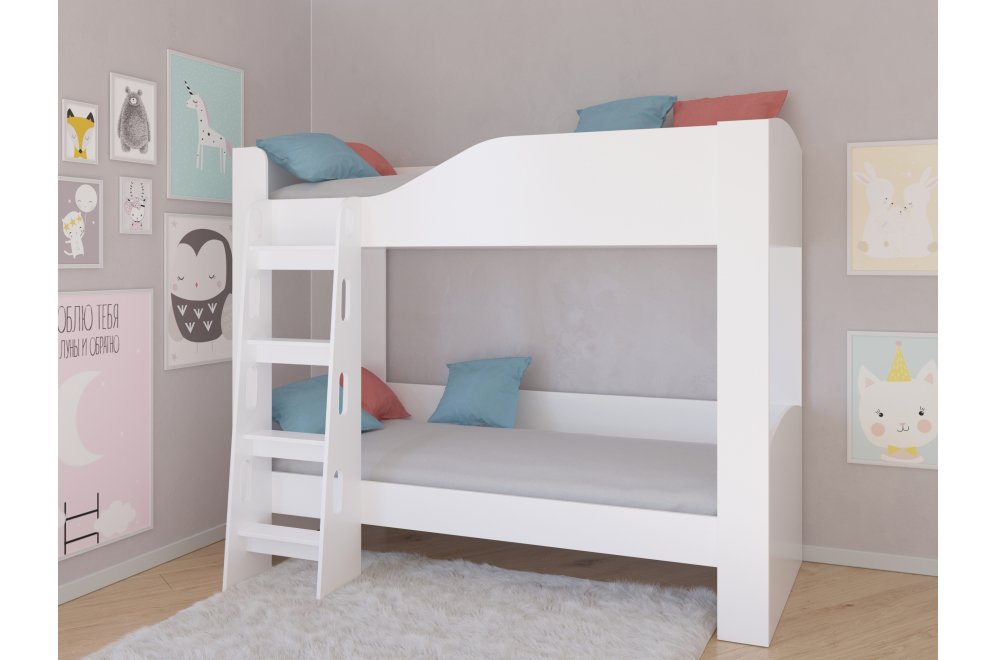 Двухъярусная кровать Астра 2 без ящика белый