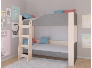 Детская кровать Астра 2 без ящика дуб молочный / железный камень