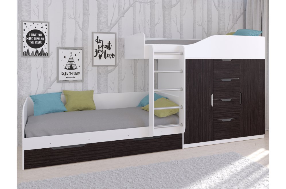 Двухъярусная кровать Астра 6 белый / венге