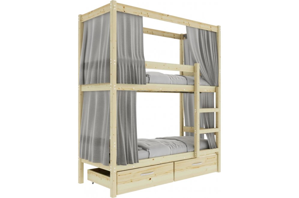 Двухъярусная кровать Бернли 80х200 с каркасом для штор