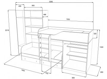 Детская кровать Лео дуб молочный / дуб молочный