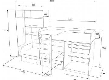 Детская кровать Лео дуб сонома / голубой