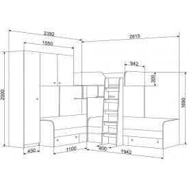 Двухъярусная кровать Трио/1