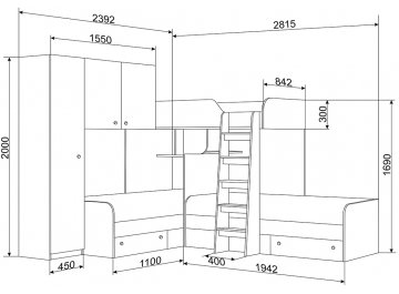 Двухъярусная кровать Трио/1