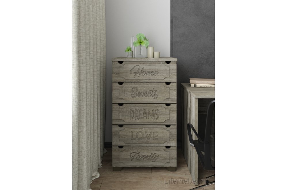 Комод ДримСтар ДС-11 дуб эвок / дуб сонома темный