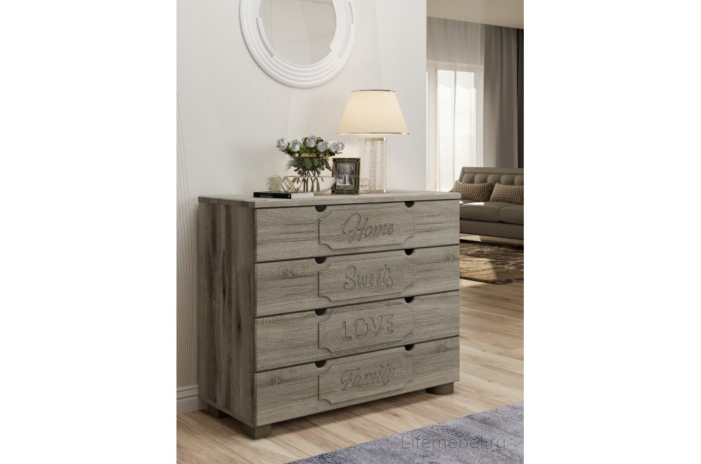 Комод ДримСтар ДС-12 дуб эвок / дуб сонома темный