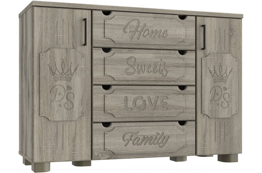 Комод ДримСтар ДС-13 дуб эвок / дуб сонома темный