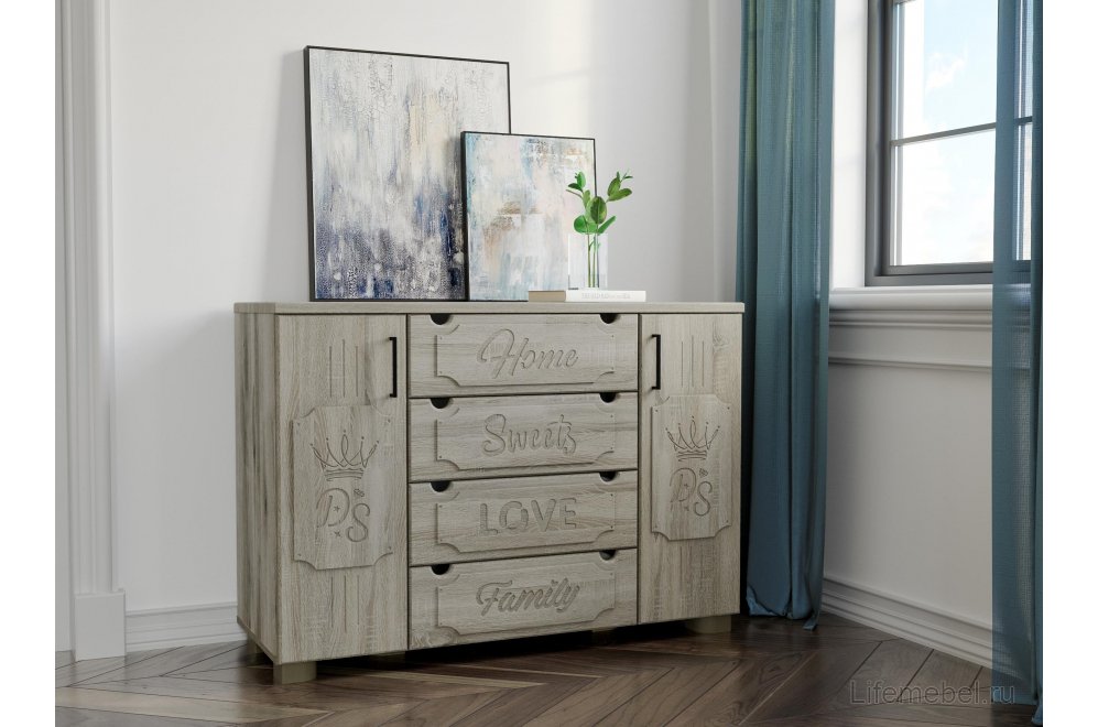 Комод ДримСтар ДС-13 дуб эвок / дуб сонома темный