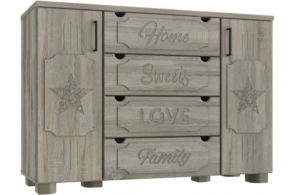 Комод ДримСтар ДС-17 дуб эвок / дуб сонома темный