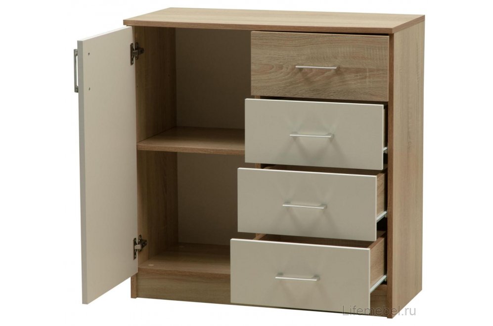 Комод Дуэт-5 дуб сонома / белый