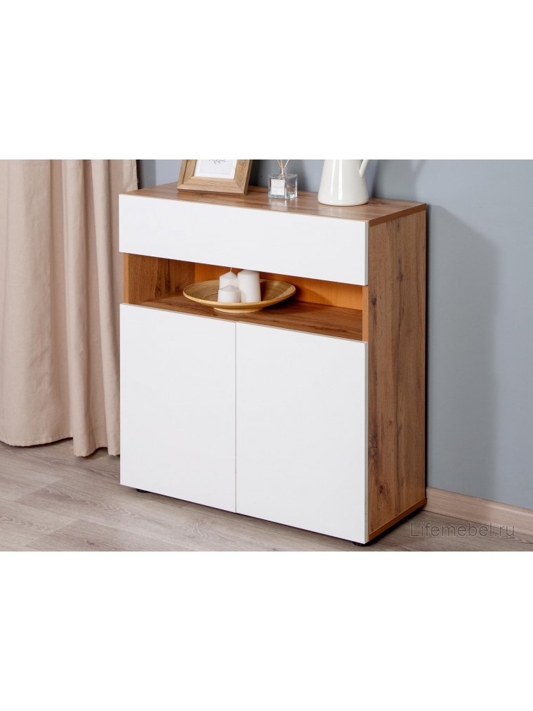 Комод Blues дуб вотан / белое тисненение