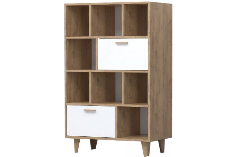 Комод Эго К-1 на ножках дуб крафт золотой / белый глянец