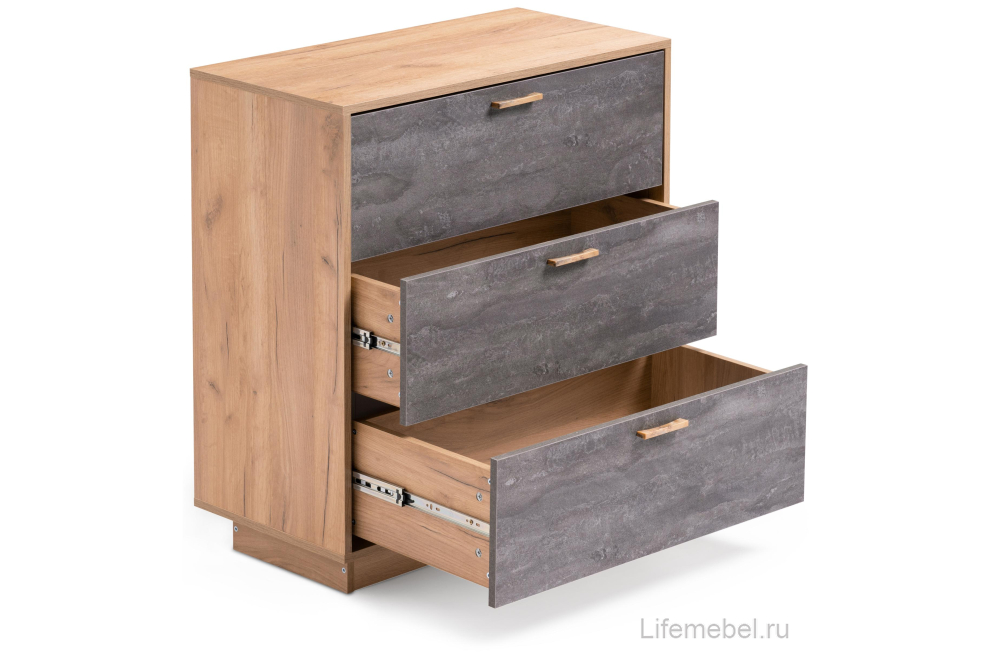 Комод Эго К-3 на подиуме дуб крафт золотой / камень темный