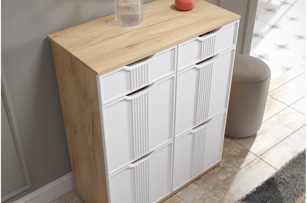 Комод Эмилия ЭЛ-20 дуб крафт золотой / меренга