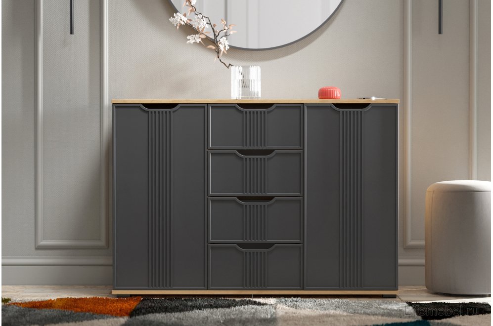 Комод Эмилия ЭЛ-21 дуб крафт золотой / графит