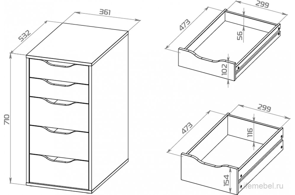 Комод Ингар 5 серый / бирюзовый