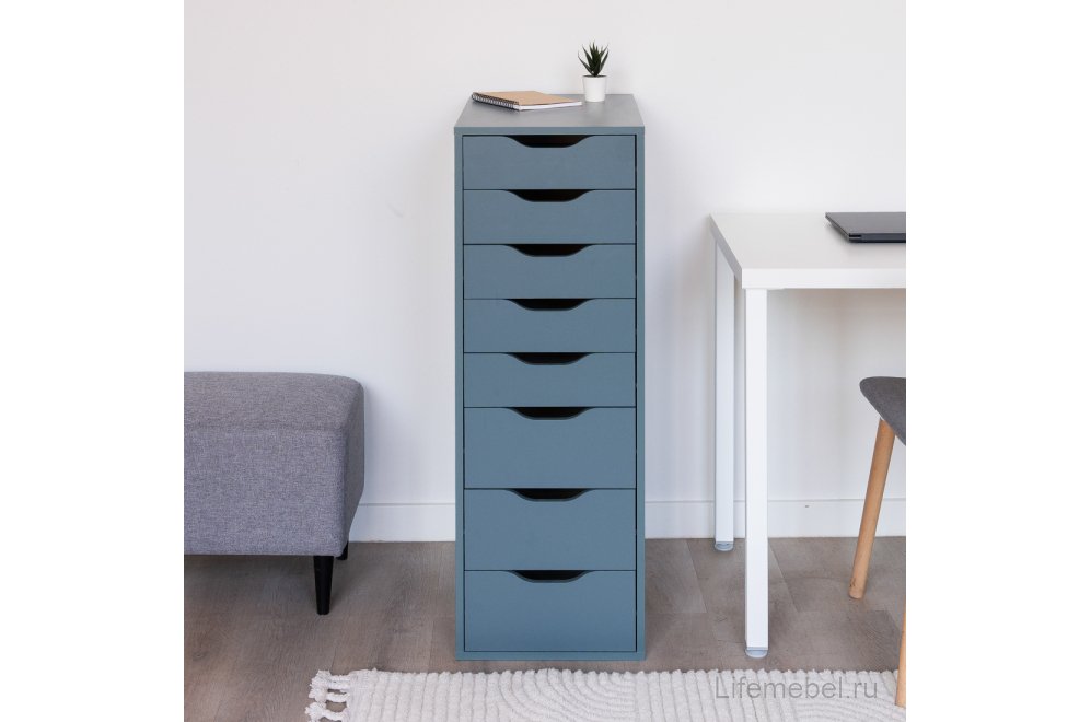 Комод Ингар 8 серый / бирюзовый