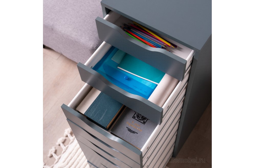 Комод Ингар 8 серый / бирюзовый