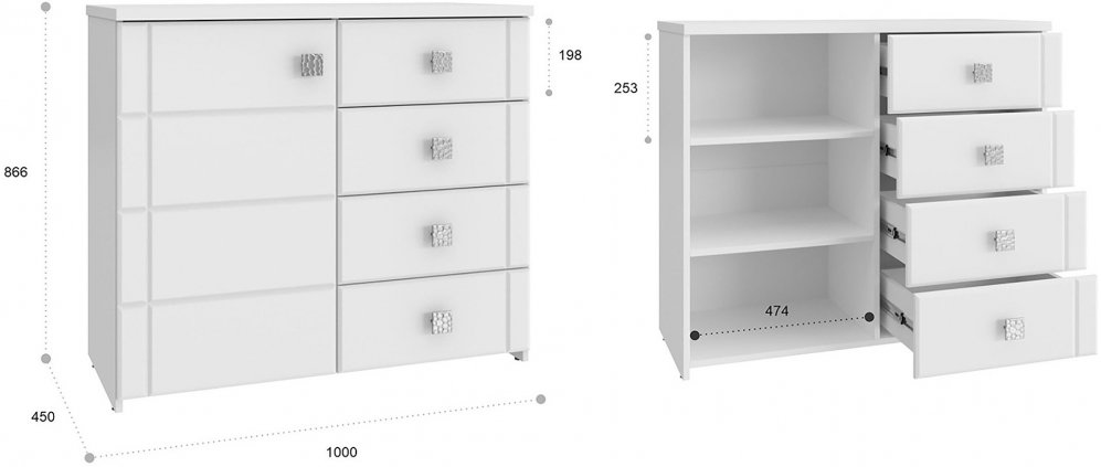 Комод Изабель ИЗ-52К белое дерево