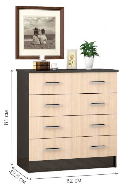 Комод Катрин 3 венге / дуб молочный