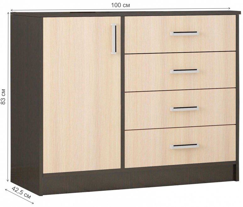 Комод Катрин 6 венге / дуб молочный
