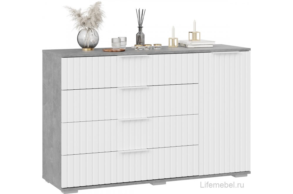 Комод Хилтон ателье светлый / белый матовый