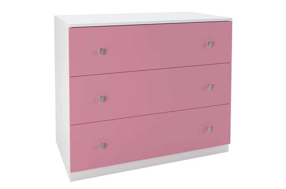 Комод Эстель белый / розовый